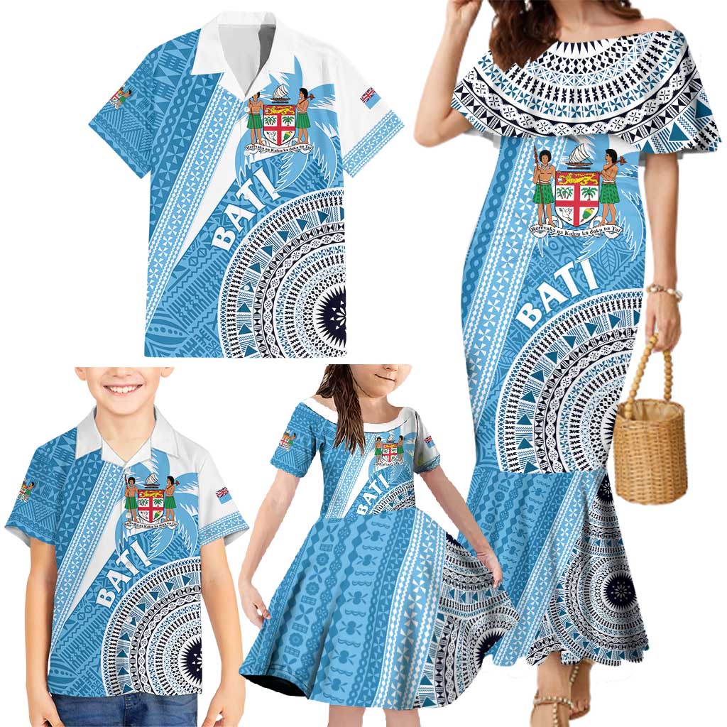 Custom Fiji Rugby Bati Family Matching Mermaid Dress and Hawaiian Shirt Tapa Pattern