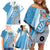 Custom Fiji Rugby Bati Family Matching Off Shoulder Short Dress and Hawaiian Shirt Tapa Pattern