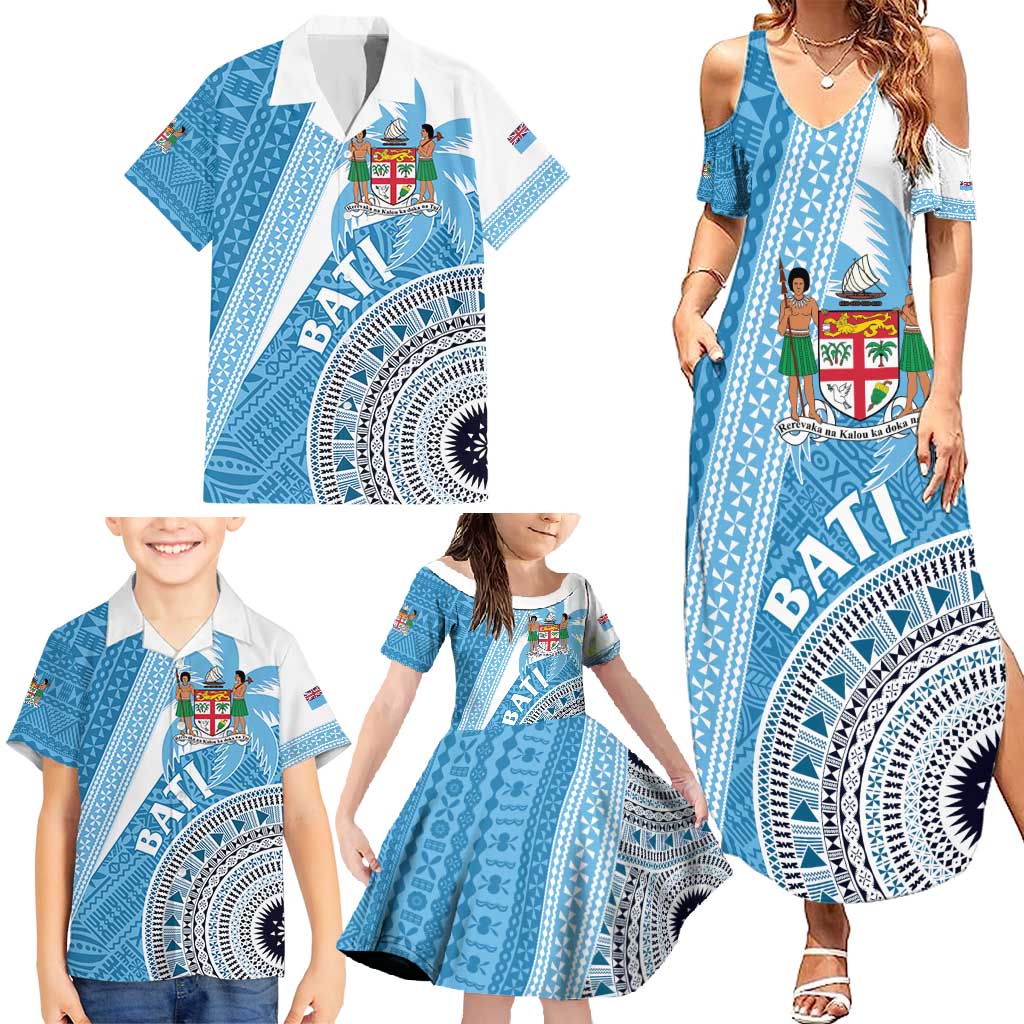 Custom Fiji Rugby Bati Family Matching Summer Maxi Dress and Hawaiian Shirt Tapa Pattern