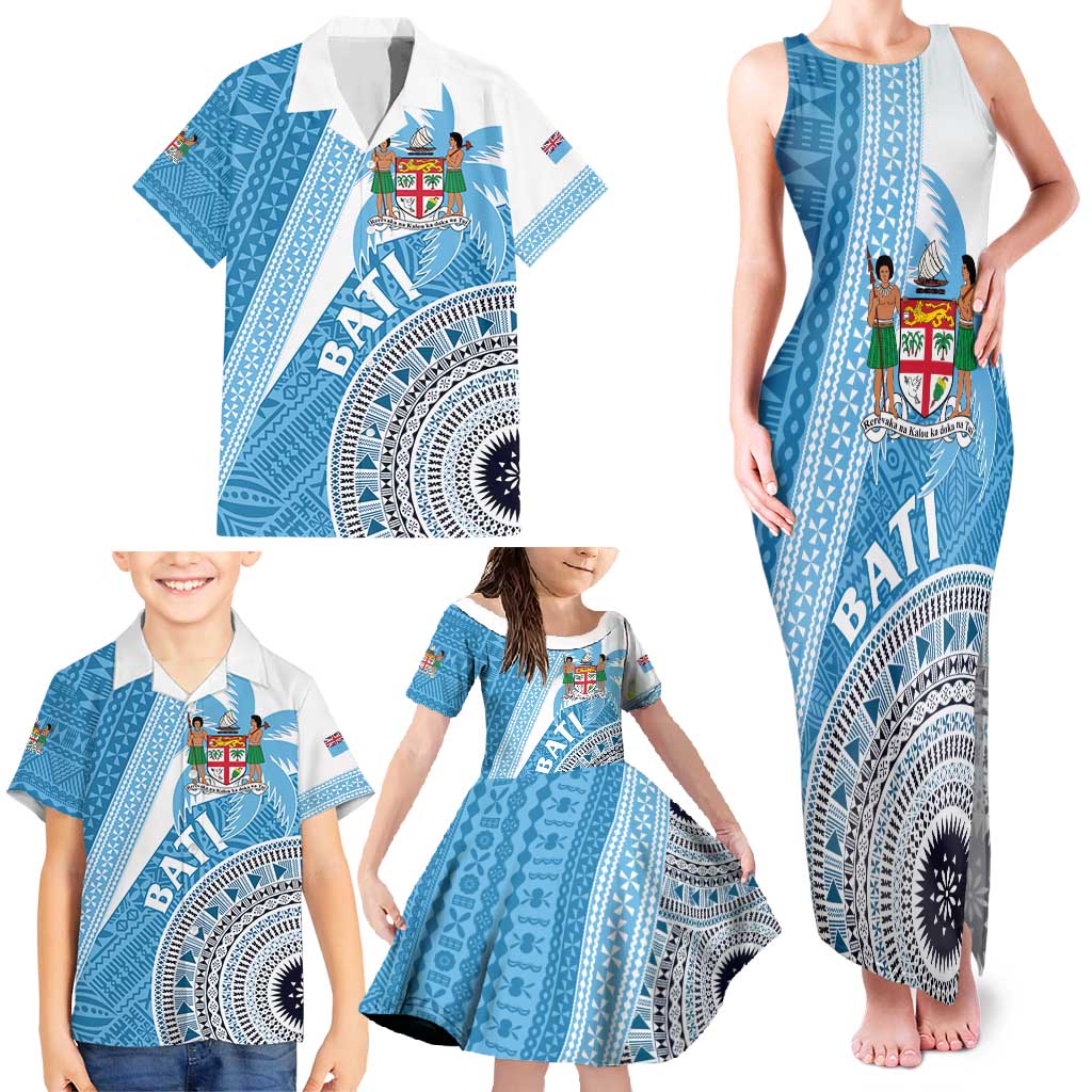 Custom Fiji Rugby Bati Family Matching Tank Maxi Dress and Hawaiian Shirt Tapa Pattern