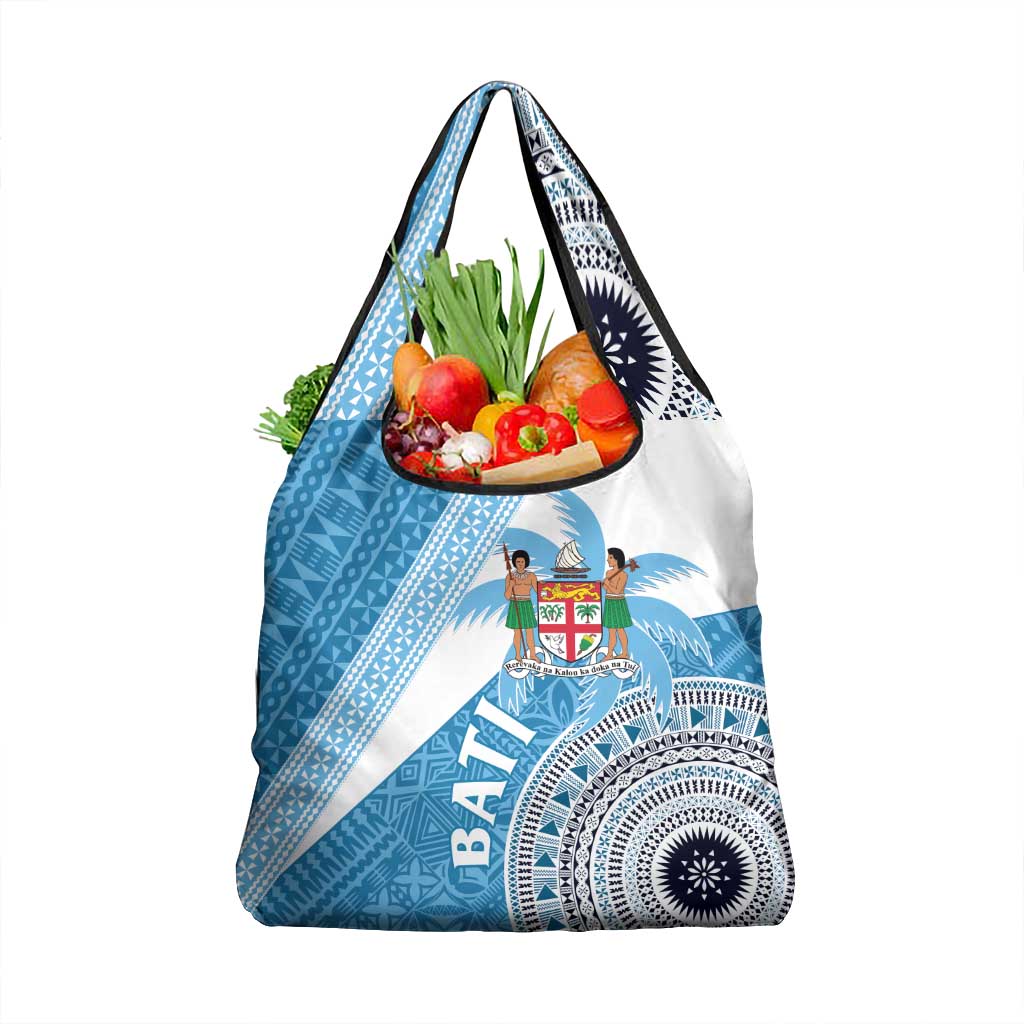 Fiji Rugby Bati Grocery Bag Tapa Pattern LT01 1-pack One Size Blue - Polynesian Pride