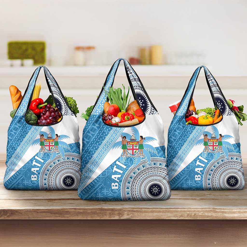 Fiji Rugby Bati Grocery Bag Tapa Pattern LT01 3-pack One Size Blue - Polynesian Pride