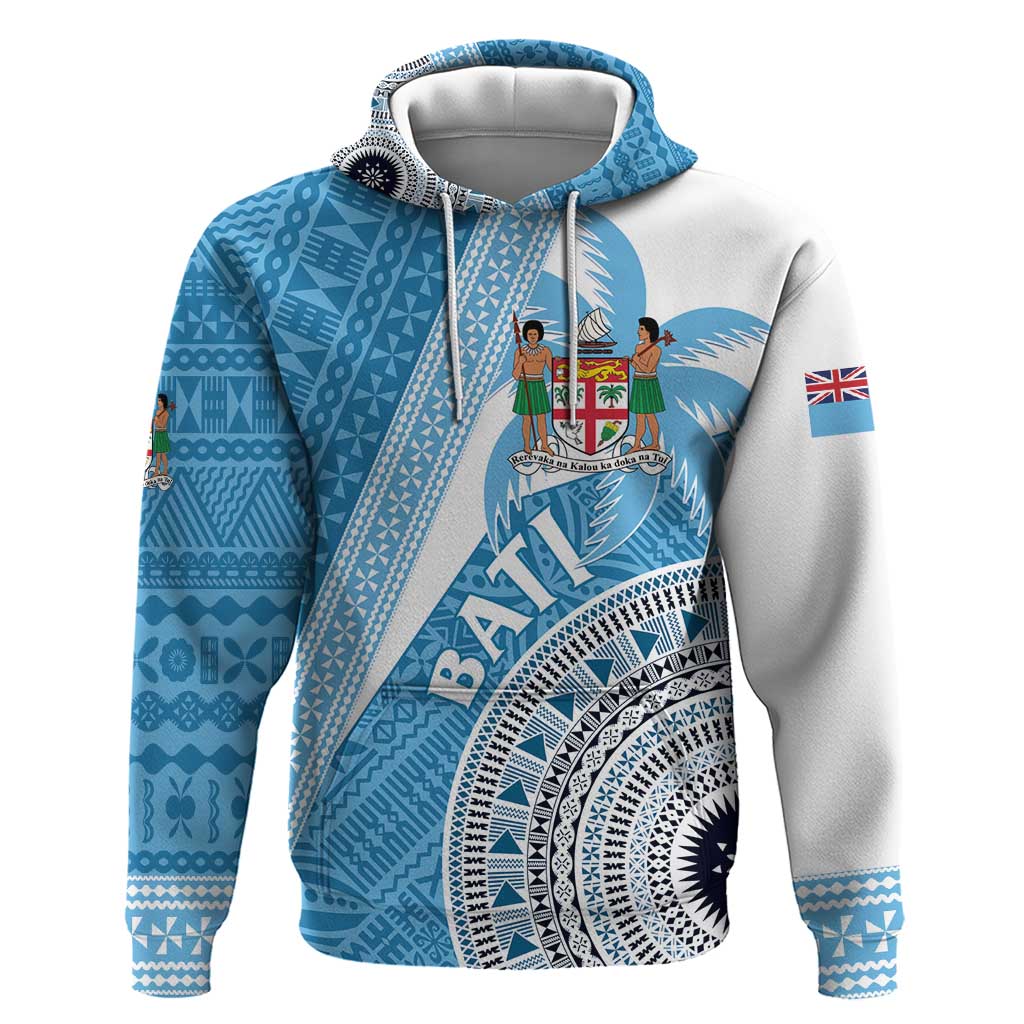 Custom Fiji Rugby Bati Hoodie Tapa Pattern LT01 Pullover Hoodie Blue - Polynesian Pride