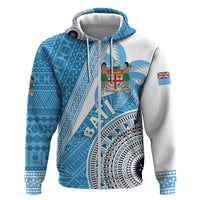 Custom Fiji Rugby Bati Hoodie Tapa Pattern LT01 Zip Hoodie Blue - Polynesian Pride