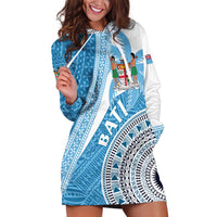 Custom Fiji Rugby Bati Hoodie Dress Tapa Pattern LT01 Blue - Polynesian Pride