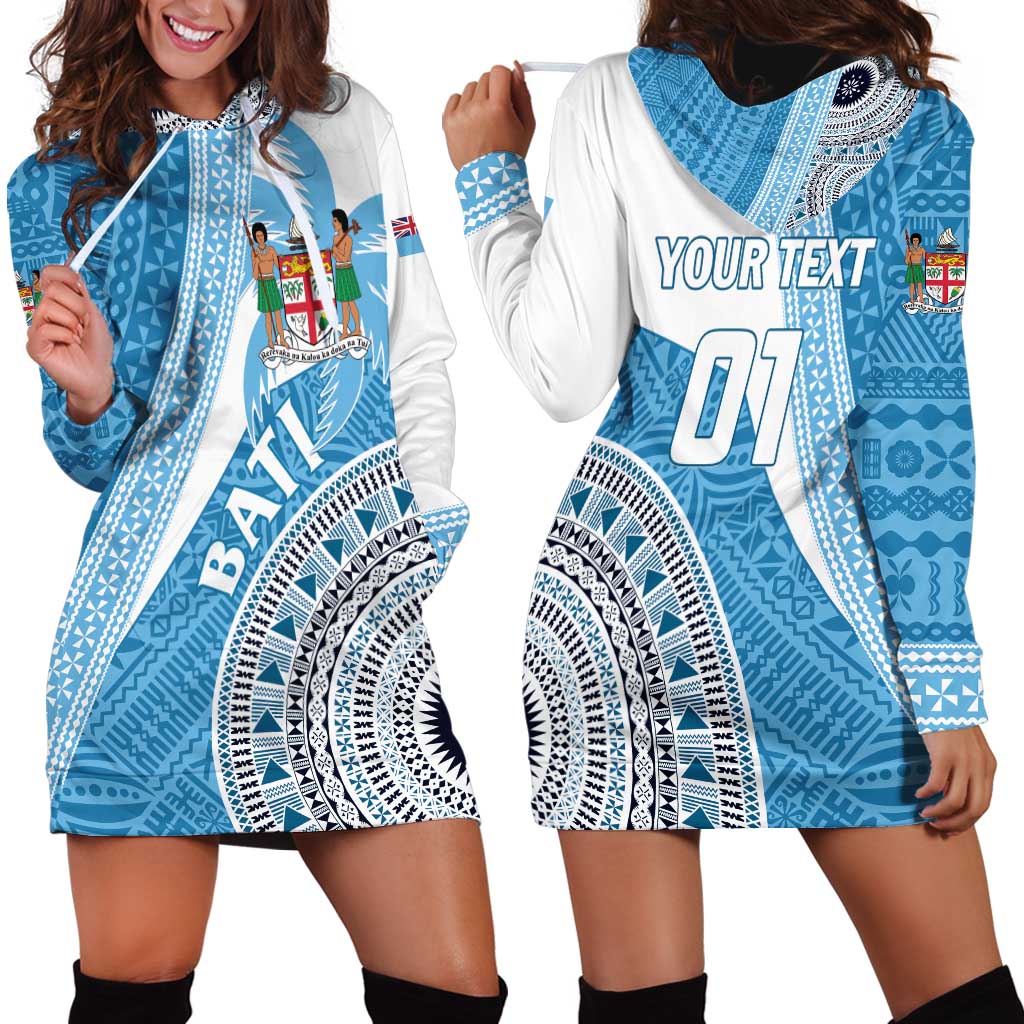 Custom Fiji Rugby Bati Hoodie Dress Tapa Pattern LT01 - Polynesian Pride