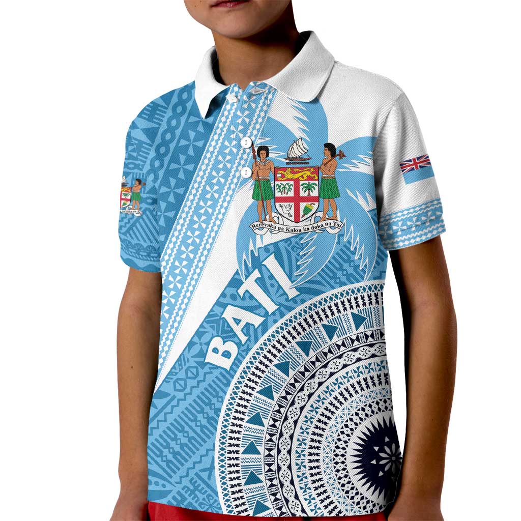 Custom Fiji Rugby Bati Kid Polo Shirt Tapa Pattern