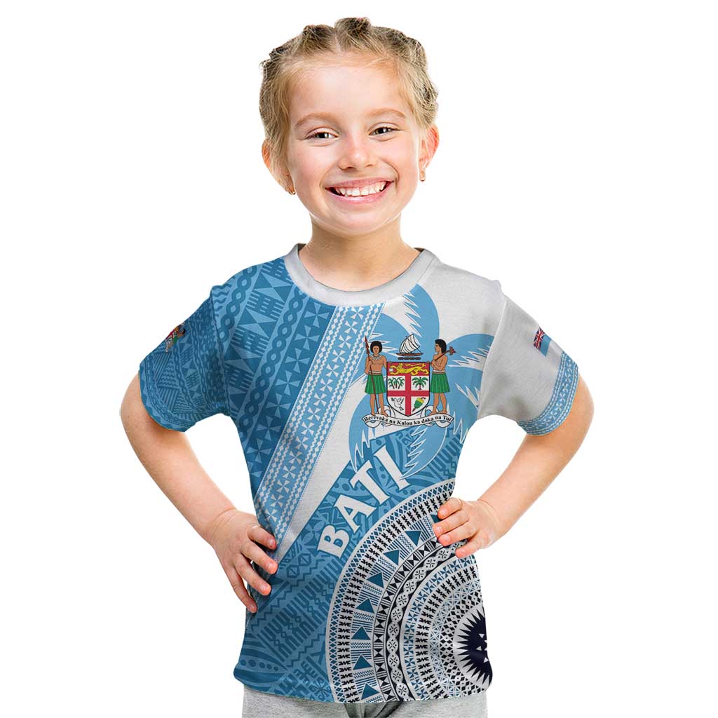 Custom Fiji Rugby Bati Kid T Shirt Tapa Pattern