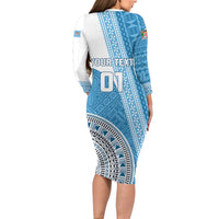 Custom Fiji Rugby Bati Long Sleeve Bodycon Dress Tapa Pattern LT01 - Polynesian Pride