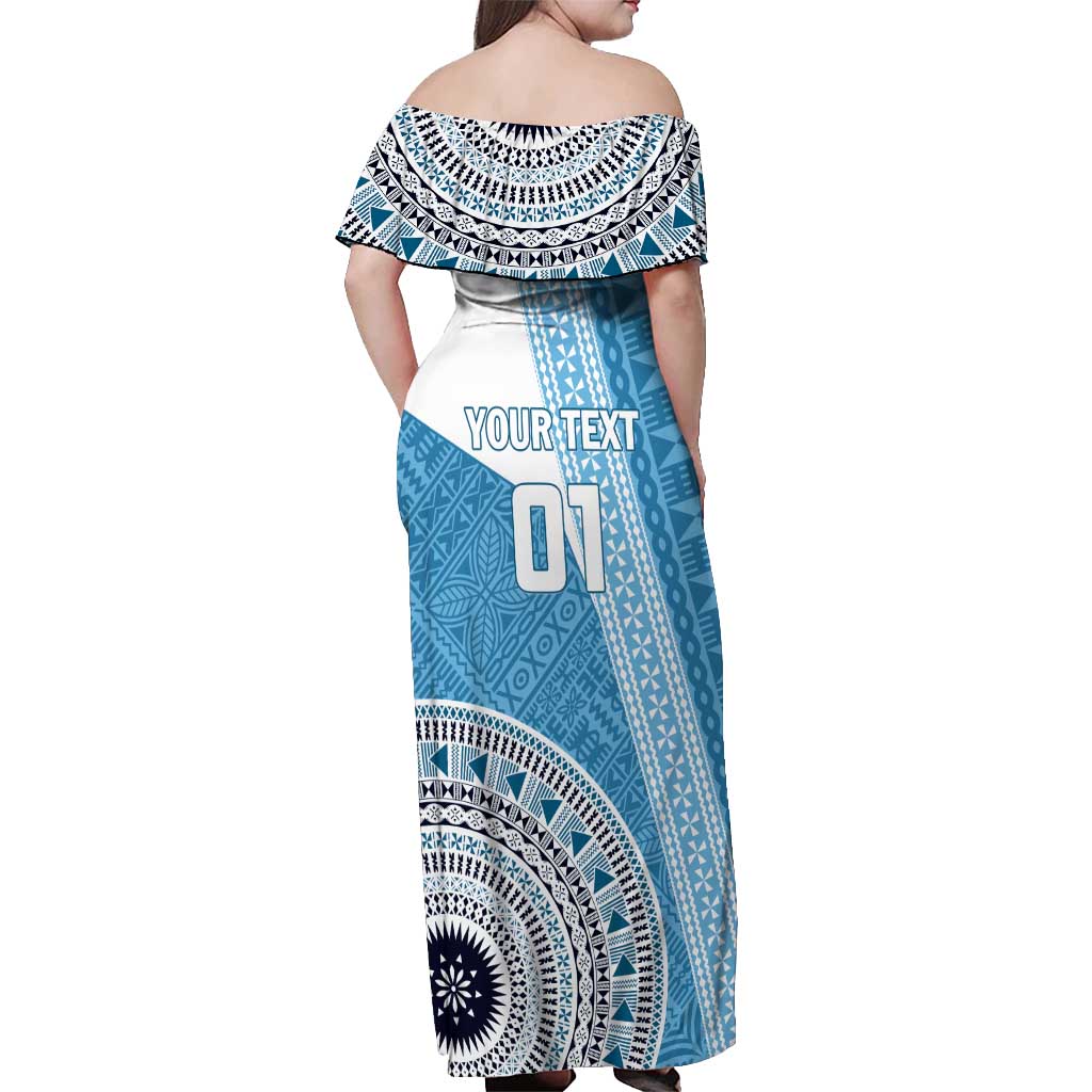 Custom Fiji Rugby Bati Off Shoulder Maxi Dress Tapa Pattern LT01 - Polynesian Pride