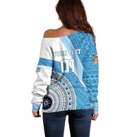 Custom Fiji Rugby Bati Off Shoulder Sweater Tapa Pattern LT01 - Polynesian Pride