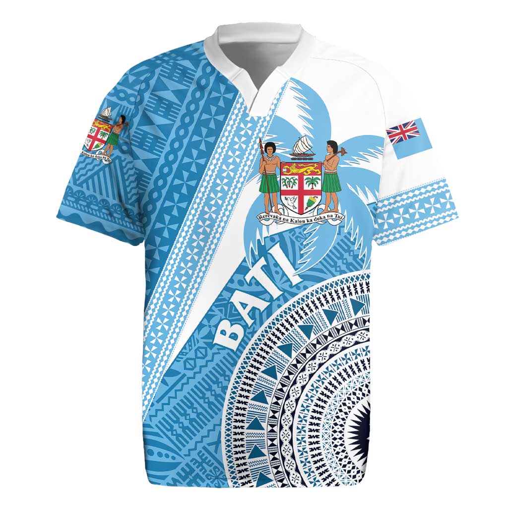 Custom Fiji Rugby Bati Rugby Jersey Tapa Pattern LT01 Blue - Polynesian Pride