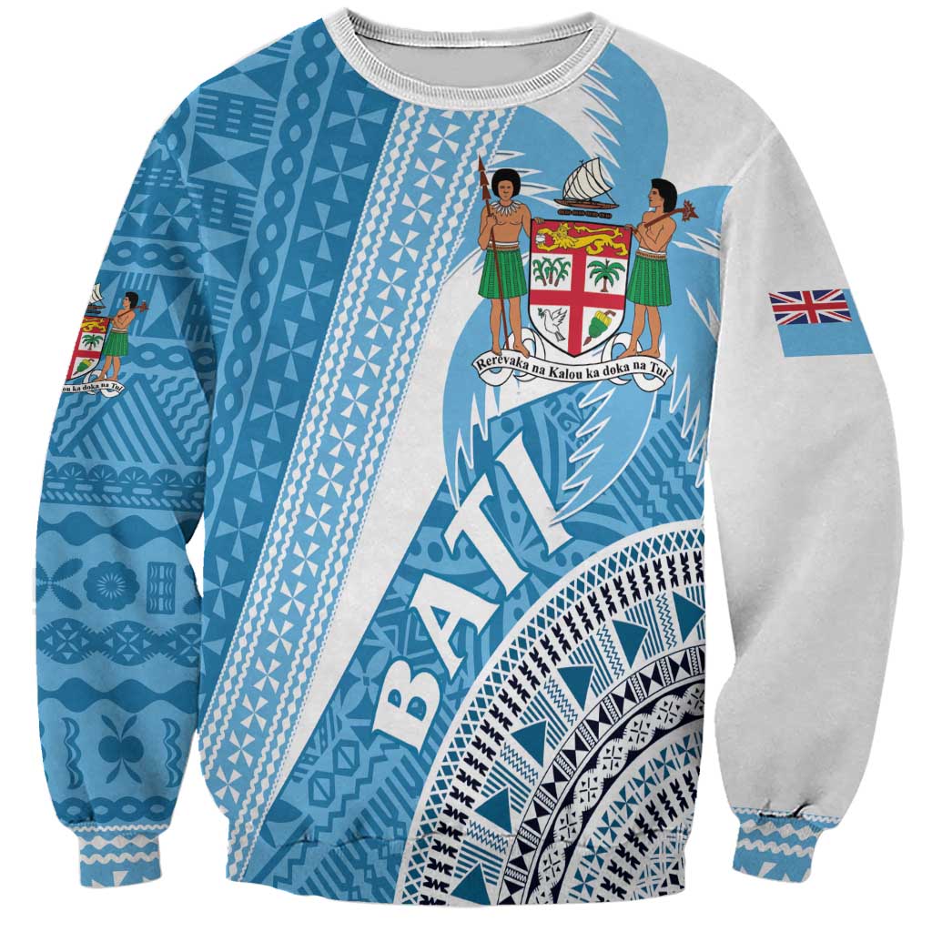 Custom Fiji Rugby Bati Sweatshirt Tapa Pattern