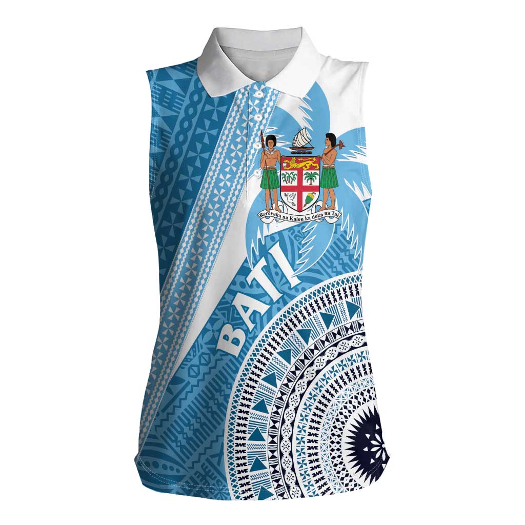 Custom Fiji Rugby Bati Women Sleeveless Polo Shirt Tapa Pattern