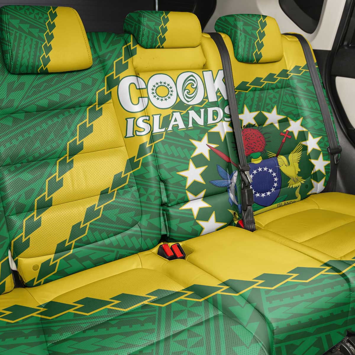 Cook Islands Rugby Kukis Back Car Seat Cover Circle Stars LT01 - Polynesian Pride