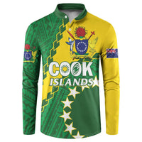 Custom Cook Islands Rugby Kukis Button Sweatshirt Circle Stars LT01 Green - Polynesian Pride