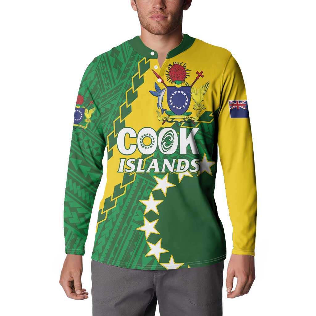 Custom Cook Islands Rugby Kukis Button Sweatshirt Circle Stars LT01 - Polynesian Pride