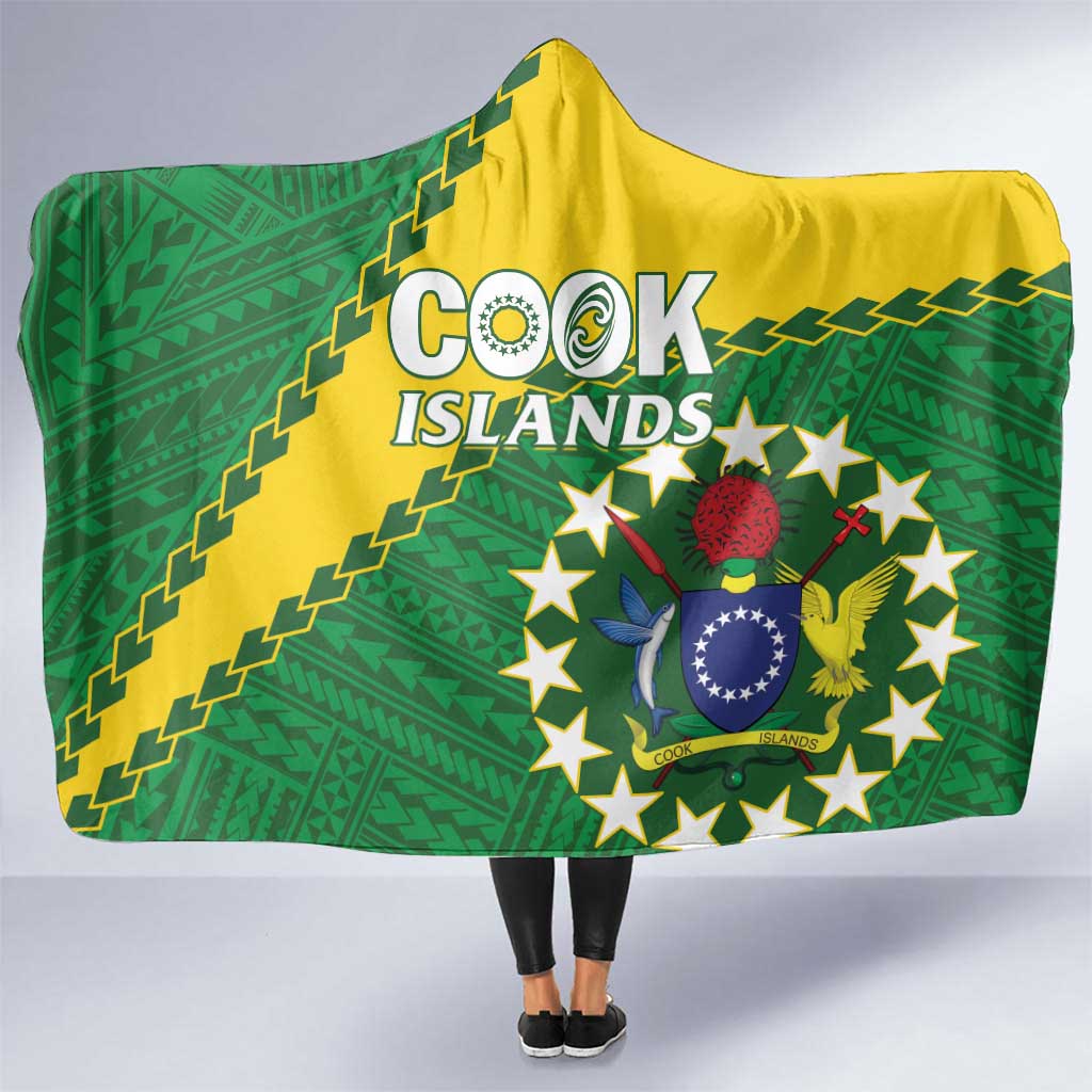 Cook Islands Rugby Kukis Hooded Blanket Circle Stars LT01 One Size Green - Polynesian Pride