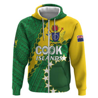 Custom Cook Islands Rugby Kukis Hoodie Circle Stars LT01 Zip Hoodie Green - Polynesian Pride