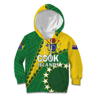Custom Cook Islands Rugby Kukis Kid Hoodie Circle Stars LT01 Hoodie Green - Polynesian Pride
