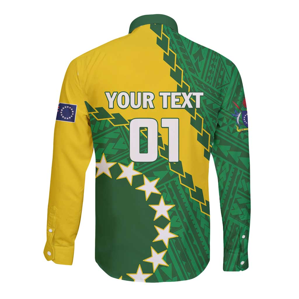 Custom Cook Islands Rugby Kukis Long Sleeve Button Shirt Circle Stars LT01 - Polynesian Pride
