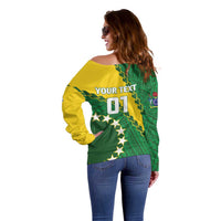 Custom Cook Islands Rugby Kukis Off Shoulder Sweater Circle Stars LT01 - Polynesian Pride