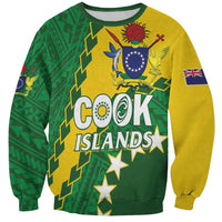 Custom Cook Islands Rugby Kukis Sweatshirt Circle Stars LT01 Unisex Green - Polynesian Pride