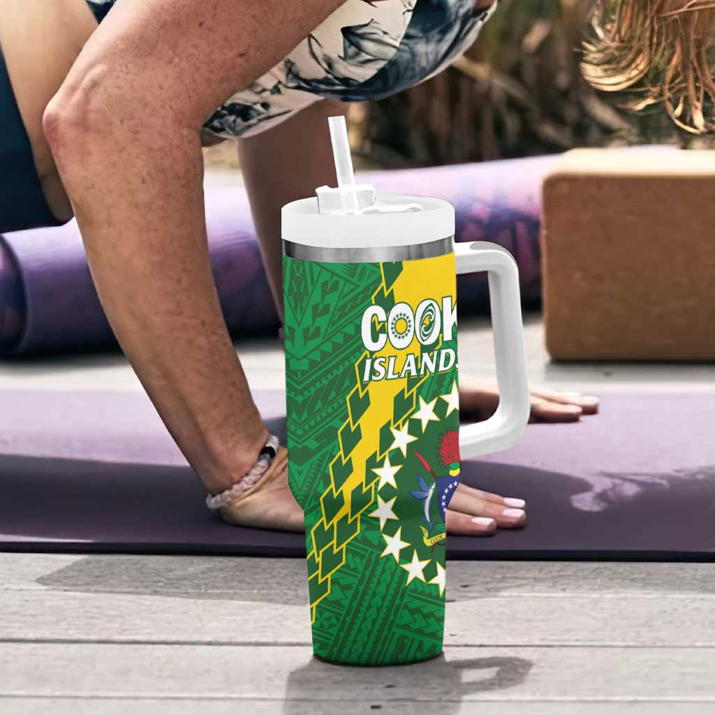Cook Islands Rugby Kukis Tumbler With Handle Circle Stars LT01 - Polynesian Pride