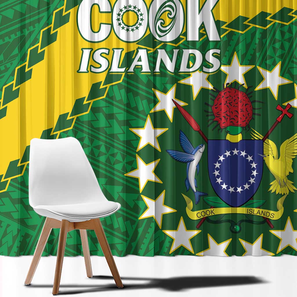 Cook Islands Rugby Kukis Window Curtain Circle Stars LT01 - Polynesian Pride