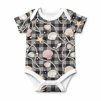 Hawaiian Ocean Seashells Baby Onesie Black Palaka Pattern LT01 Black - Polynesian Pride