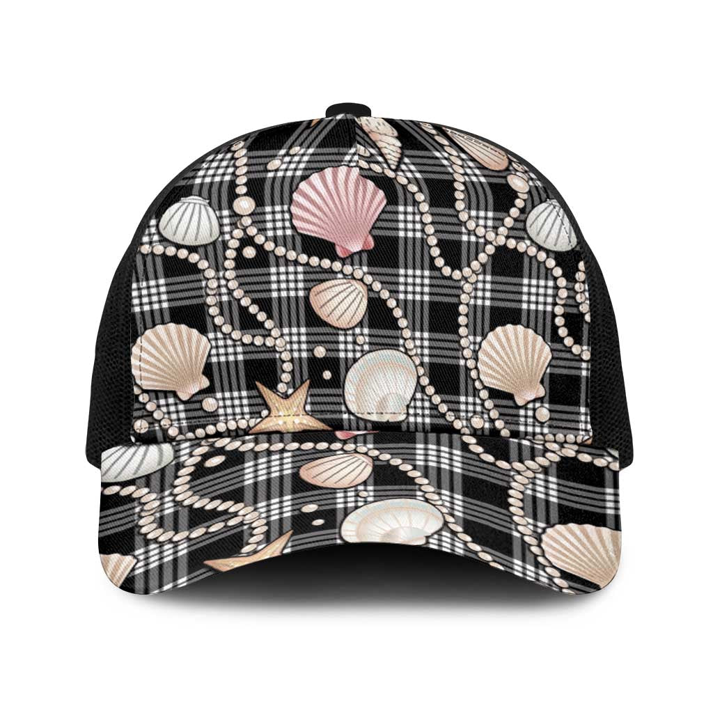 Hawaiian Ocean Seashells Baseball Net Cap Black Palaka Pattern LT01 One Size Black Black - Polynesian Pride