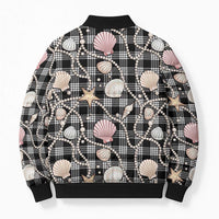 Hawaiian Ocean Seashells Bomber Puffer Jacket Black Palaka Pattern LT01 - Polynesian Pride