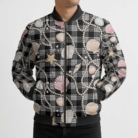 Hawaiian Ocean Seashells Bomber Puffer Jacket Black Palaka Pattern LT01 - Polynesian Pride