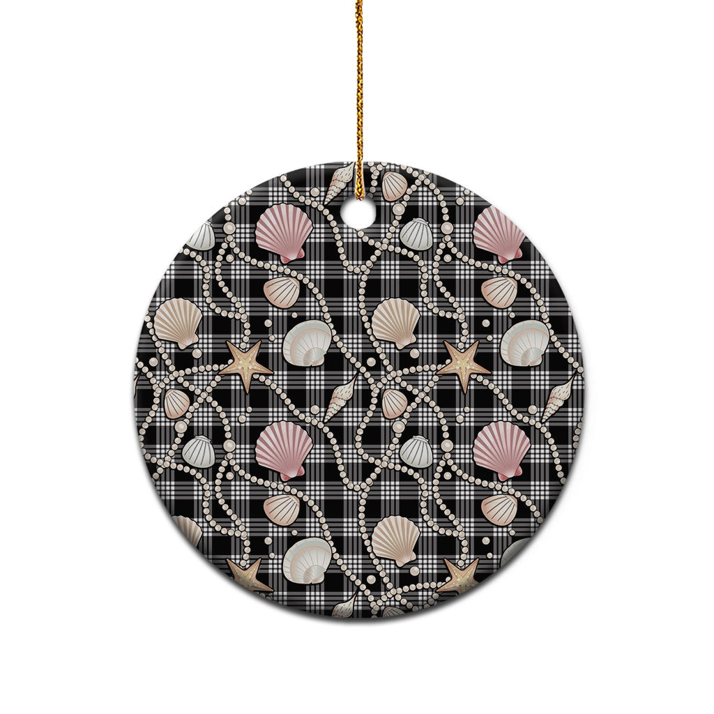 Hawaiian Ocean Seashells Ceramic Ornament Black Palaka Pattern LT01 - Polynesian Pride