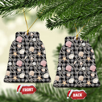 Hawaiian Ocean Seashells Ceramic Ornament Black Palaka Pattern LT01 Bell Flake Black - Polynesian Pride