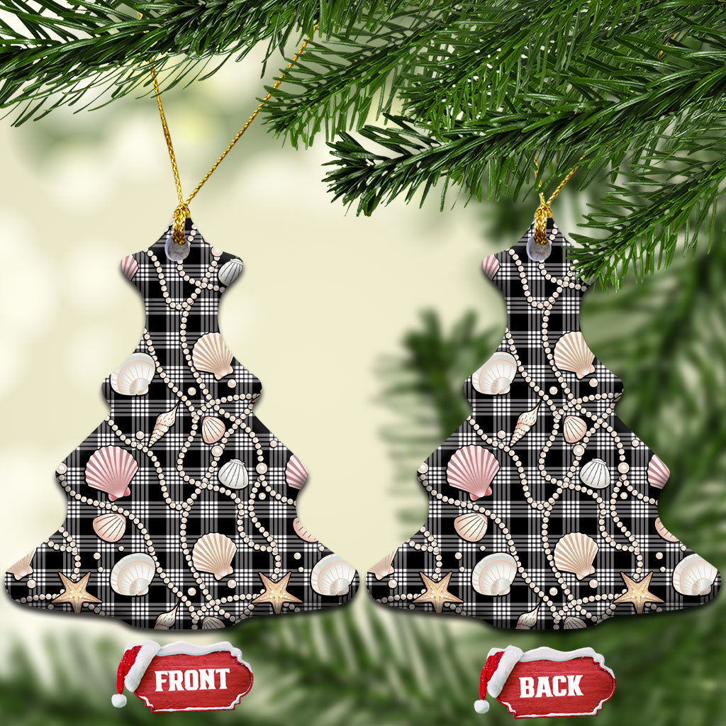 Hawaiian Ocean Seashells Ceramic Ornament Black Palaka Pattern LT01 Christmas Tree Black - Polynesian Pride