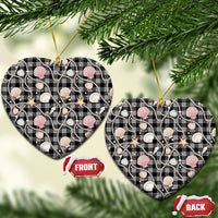 Hawaiian Ocean Seashells Ceramic Ornament Black Palaka Pattern LT01 Heart Black - Polynesian Pride