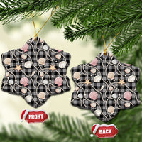 Hawaiian Ocean Seashells Ceramic Ornament Black Palaka Pattern LT01 Snow Flake Black - Polynesian Pride