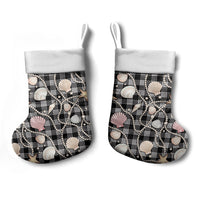 Hawaiian Ocean Seashells Christmas Stocking Black Palaka Pattern LT01 - Polynesian Pride