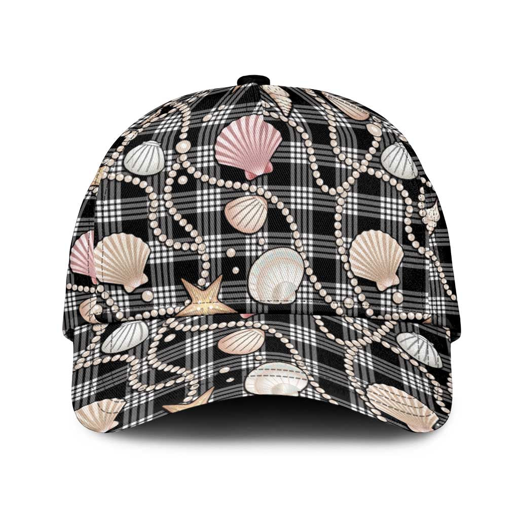Hawaiian Ocean Seashells Classic Cap Black Palaka Pattern LT01 Universal Fit Black - Polynesian Pride