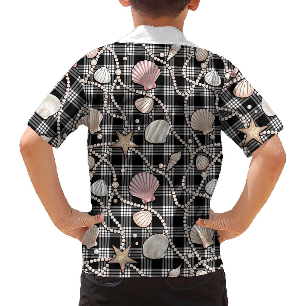 Hawaiian Ocean Seashells Hawaiian Shirt Black Palaka Pattern LT01 - Polynesian Pride