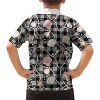Hawaiian Ocean Seashells Kid Hawaiian Shirt Black Palaka Pattern LT01 - Polynesian Pride