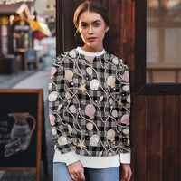 Hawaiian Ocean Seashells Ugly Christmas Sweater Black Palaka Pattern LT01 - Polynesian Pride