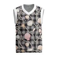 Hawaiian Ocean Seashells Christmas Knitted V-Neck Vest Black Palaka Pattern LT01 Black - Polynesian Pride