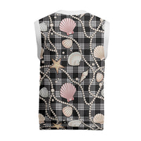 Hawaiian Ocean Seashells Christmas Knitted V-Neck Vest Black Palaka Pattern LT01 - Polynesian Pride
