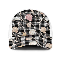 Hawaiian Ocean Seashells Mesh Trucker Cap Black Palaka Pattern LT01 One Size White Black - Polynesian Pride
