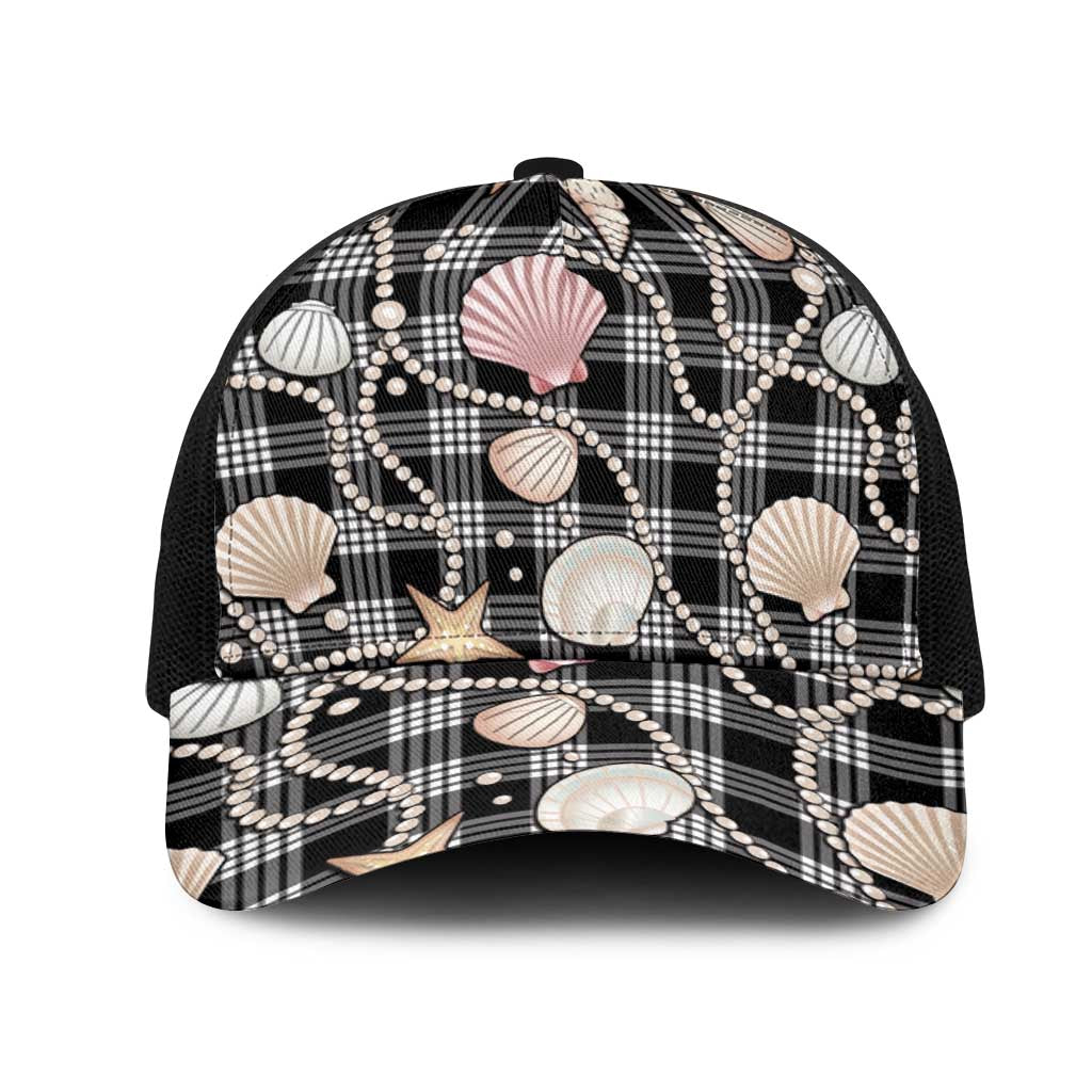 Hawaiian Ocean Seashells Mesh Trucker Cap Black Palaka Pattern LT01 One Size Black Black - Polynesian Pride