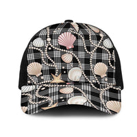 Hawaiian Ocean Seashells Mesh Trucker Cap Black Palaka Pattern LT01 One Size Black Black - Polynesian Pride