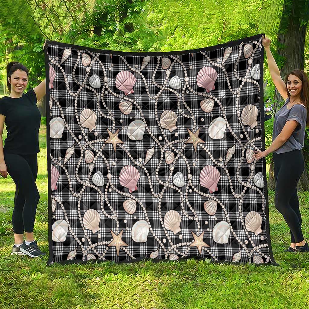 Hawaiian Ocean Seashells Quilt Black Palaka Pattern LT01 - Polynesian Pride