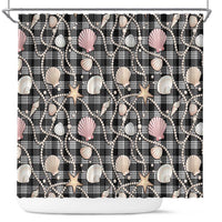 Hawaiian Ocean Seashells Shower Curtain Black Palaka Pattern LT01 Black - Polynesian Pride